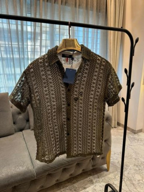Louis Vuitton Knit Jacquard Premium Half Sleeves Shirt Classic