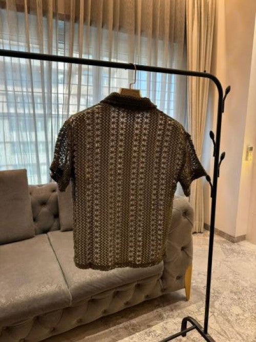 Louis Vuitton Knit Jacquard Premium Half Sleeves Shirt Classic