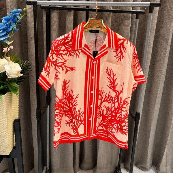 Amiri Bandana Scarry Night Half Sleeves Shirt Red