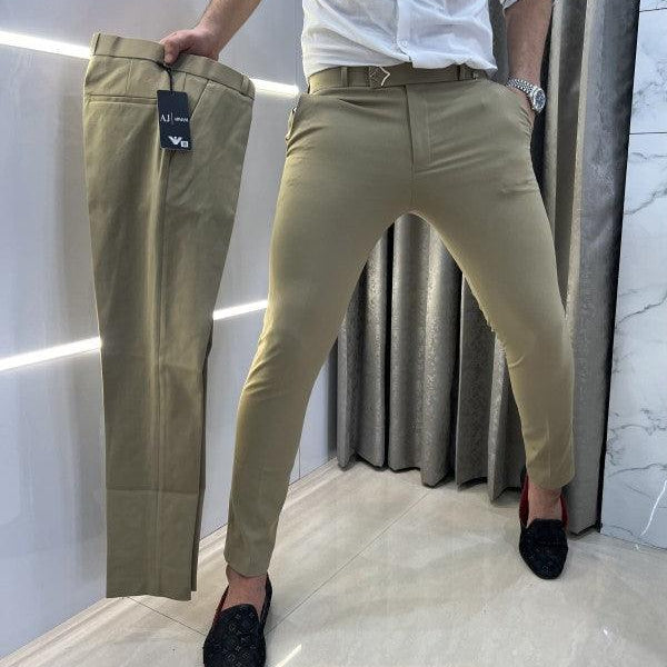 Armani Beige Buckle Look Imported Trouser