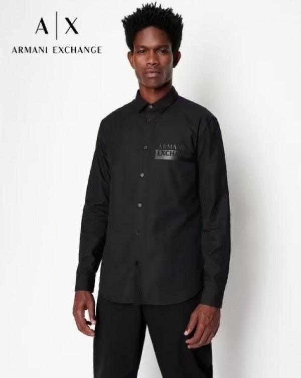 Armani Exchange Black Logo Print Shirt With Premium Box Packing And Carry Bag (Bold)