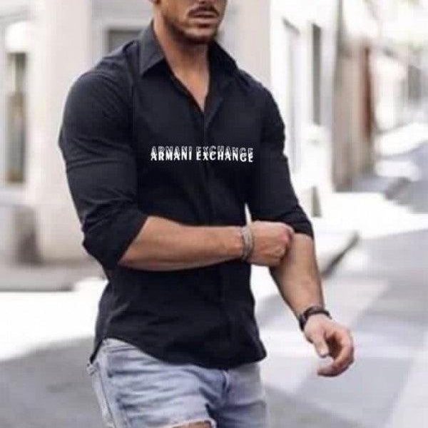 Armani Exchange Black Logo Print Shirt With Premium Box Packing And Carry Bag (Cool)