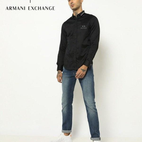 Armani Exchange Black Premium Shirt With Brand Box Packing And Carry Bag 1621 (Signature)