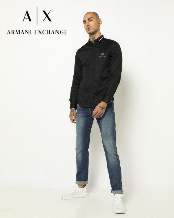 Armani Exchange Black Premium Shirt With Brand Box Packing And Carry Bag 1621 (Signature)