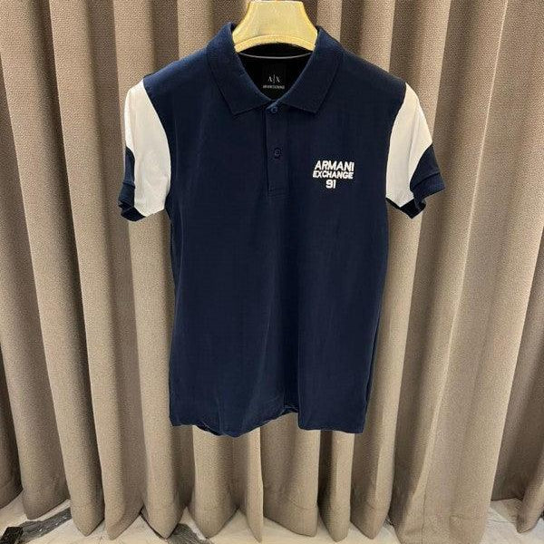 Armani Exchange Chest Logo Polo T-Shirt Blue