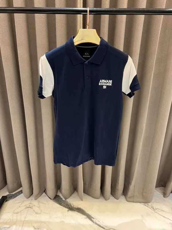 Armani Exchange Chest Logo Polo T-Shirt Blue