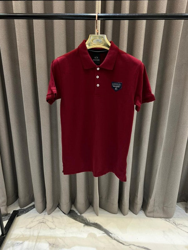 Armani Exchange Chest Logo Polo T-Shirt Cherry Red