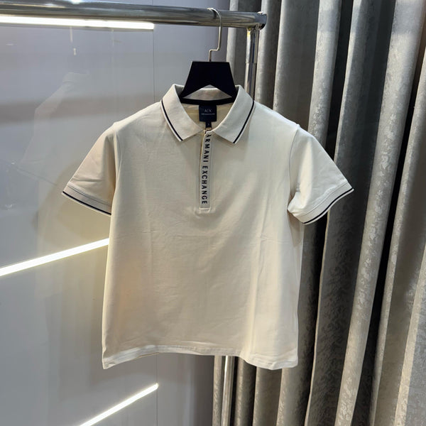 Armani Exchange Classic Polo T-Shirts Beige And White
