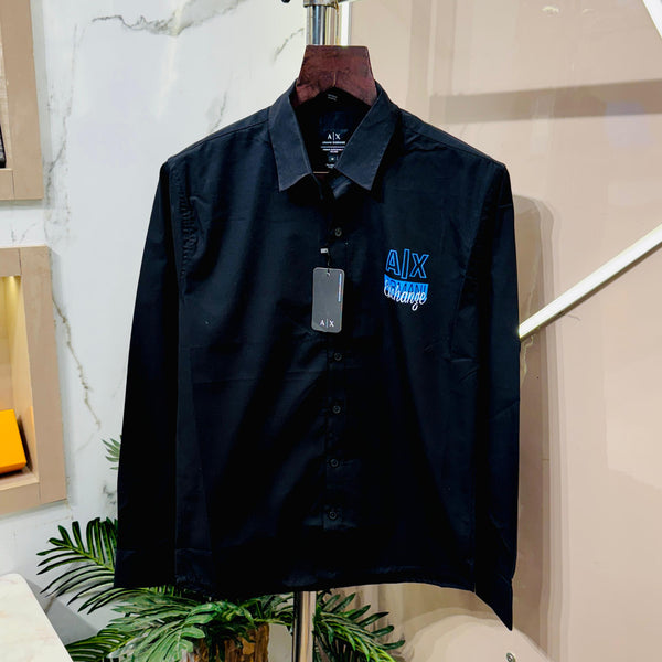 Armani Exchange Front Printed Full Sleeves Shirt (Black)
