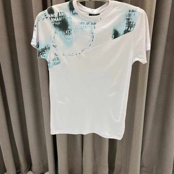 Armani Exchange Half Print Round Neck T-Shirt White