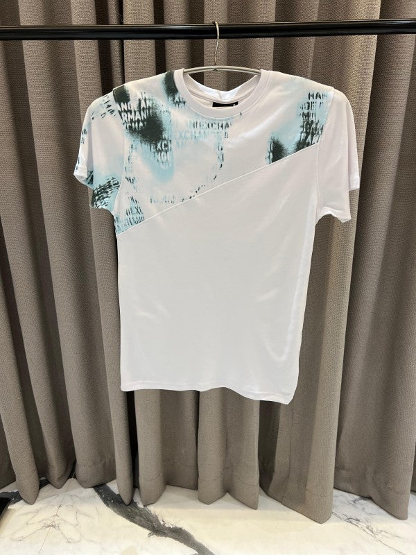 Armani Exchange Half Print Round Neck T-Shirt White