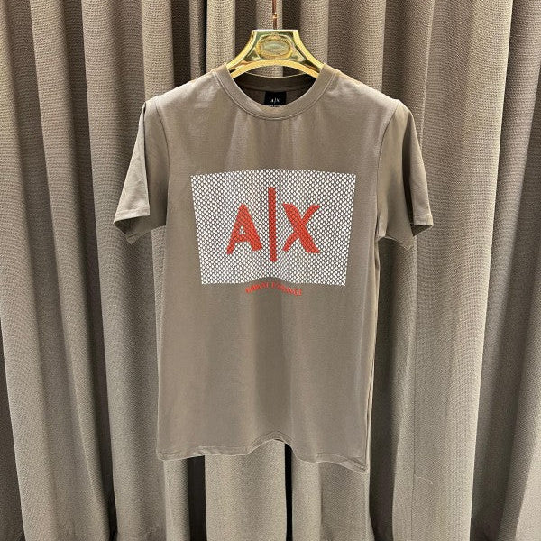 Armani Exchange Middle Brand Print Round Neck T-Shirt Sand