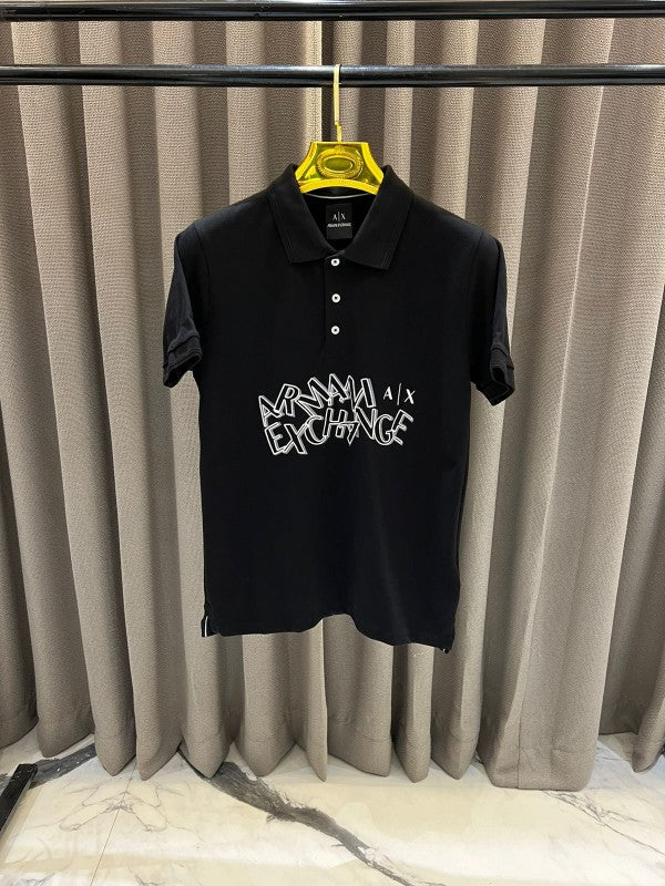 Armani Exchange Middle Logo Polo T-Shirt Black