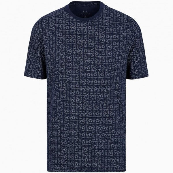 Armani Exchange Navy Blue All Over Print Premium Classic T-Shirt