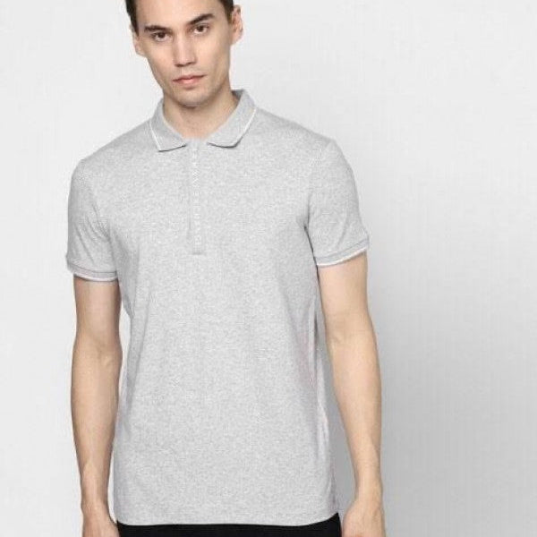Armani Exchange Sky Grey Logo Print Premium Polo T-Shirt
