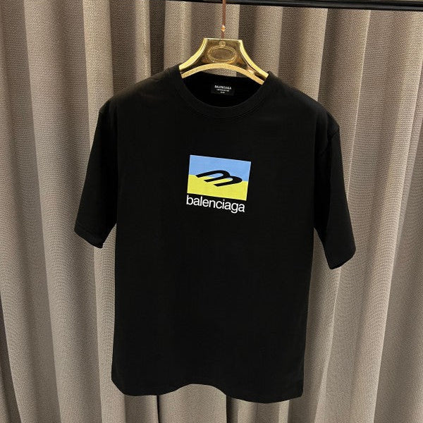 Balenciaga Middle Brand Logo Round Neck T-Shirt Black – T-Shirt