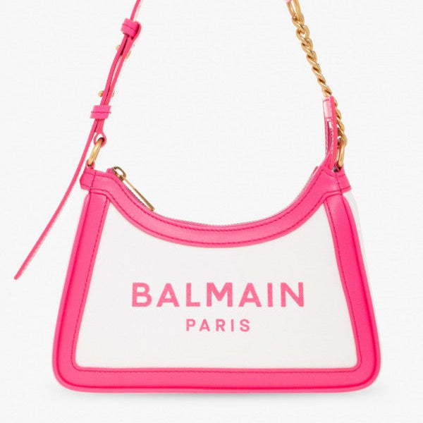 Balmain Paris B-Army Logo-Print Shoulder Bag With OG Box & Dust Bag BA329 Beige Peach Pink