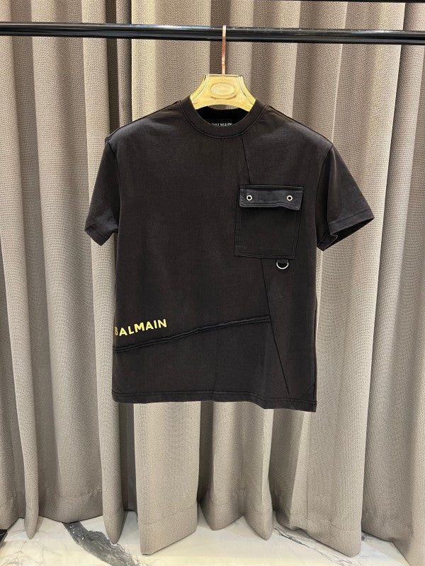 Balmain Pocket Round Neck T-Shirt Black