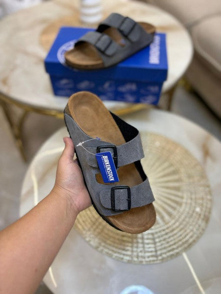 Birkenstock Arizona Slides Suede Dark Grey (Exclusive)