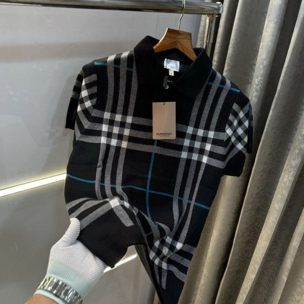 Burberry Black Knitted Imported Classic Polo T-Shirt Clothing (Polo)