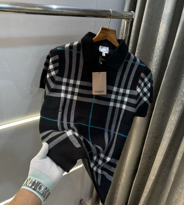 Burberry Black Knitted Imported Classic Polo T-Shirt Clothing (Polo)