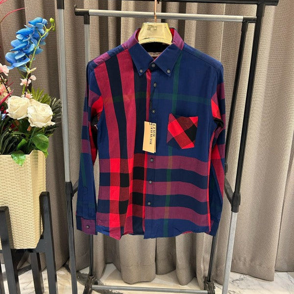 Burberry Checks Red Blue Full Sleeves Shirt Clothing (Shirt)