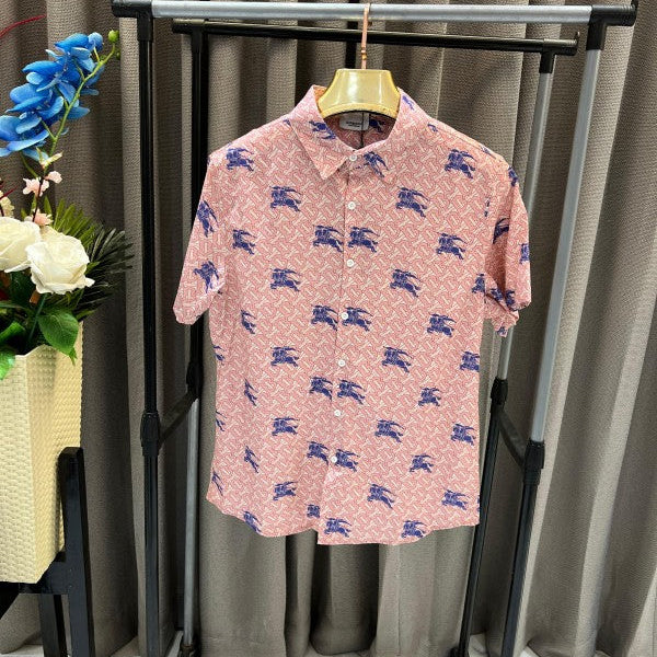 Burberry Horse Print Half Sleeves Shirt, Pink Clothing (Shirt)