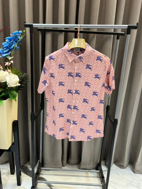 Burberry Horse Print Half Sleeves Shirt, Pink Clothing (Shirt)