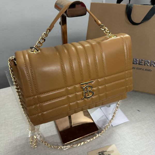 Burberry London Soft Leather Brown Shoulder Bag with Original Box & Dust (8396 Brown)