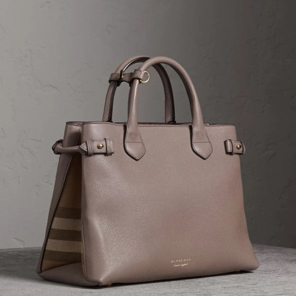Burberry Medium Banner Handbag with Dust Bag & Shoulder Strap (Apricot-983) (Handbag)