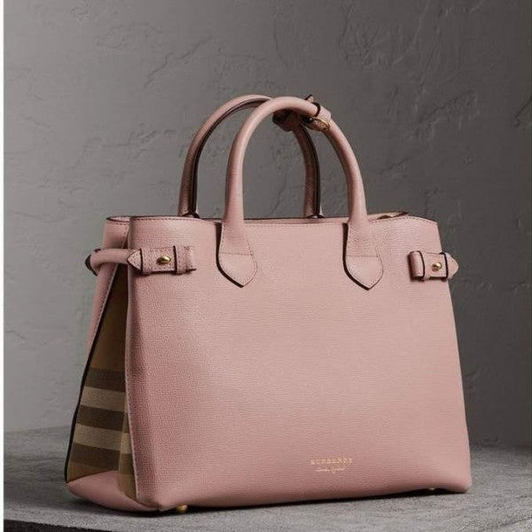 Burberry Medium Banner Handbag with Dust Bag & Shoulder Strap (Pink-984)