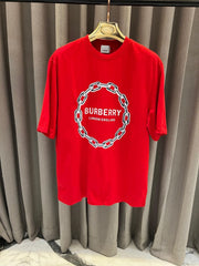 Burberry Middle Brand Logo Round Neck T-Shirt, Red