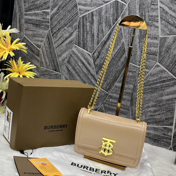 Burberry TB Calfskin Beige Sling with Original Box Bags (Sling)