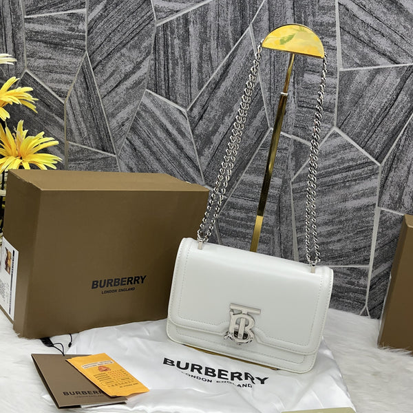 Burberry TB Calfskin White Sling with Original Box Bags (Sling)