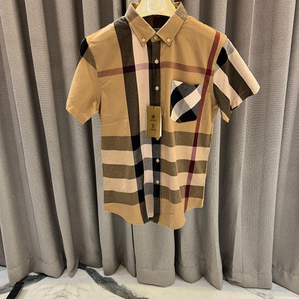 Burberry Turkish Half Sleeves Shirt Brown Clothing (Excellent)