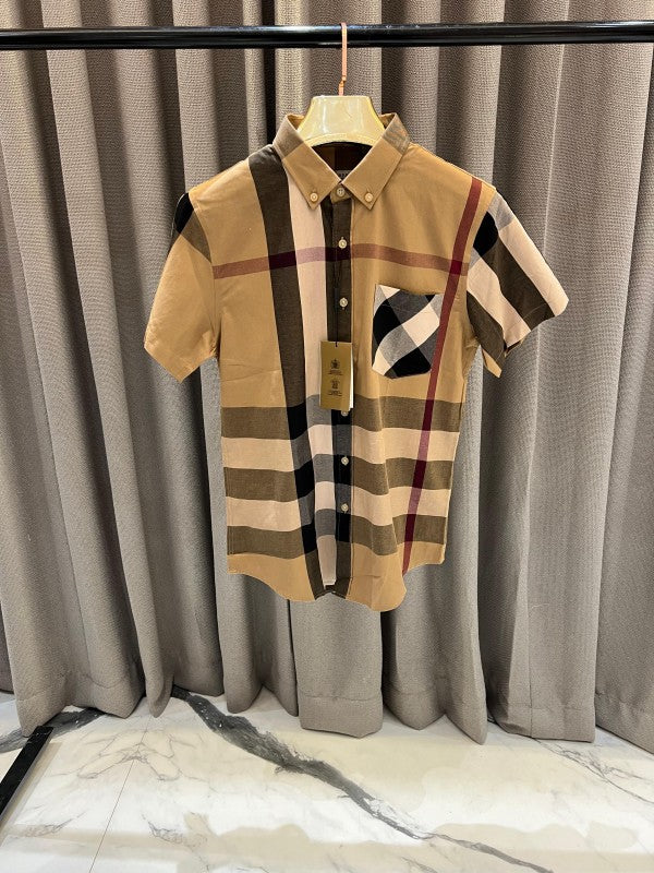 Burberry Turkish Half Sleeves Shirt Brown Clothing (Excellent)