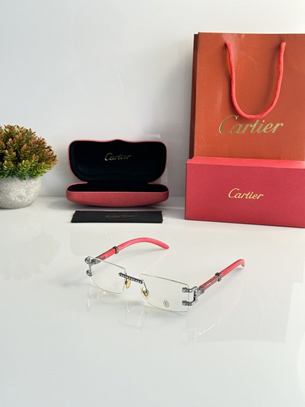 Cartier 0711 Gun Red Frame Sunglasses