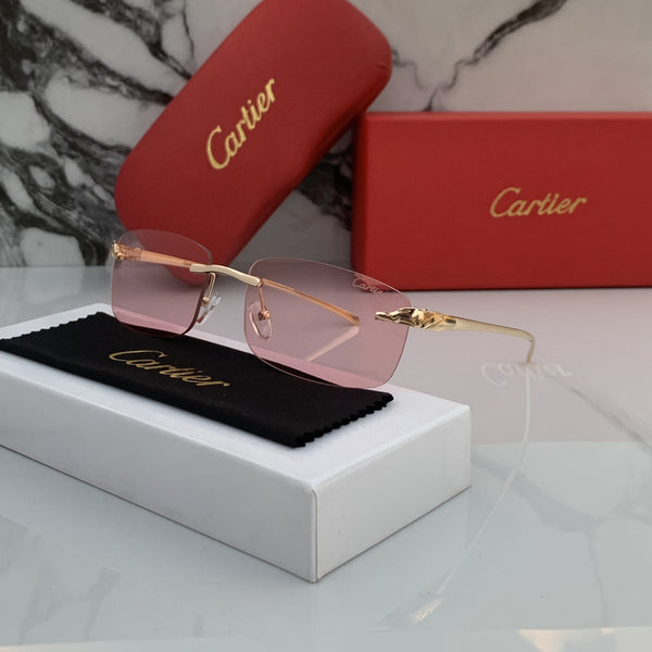 Cartier Frameless 641 Gold Black Sunglasses