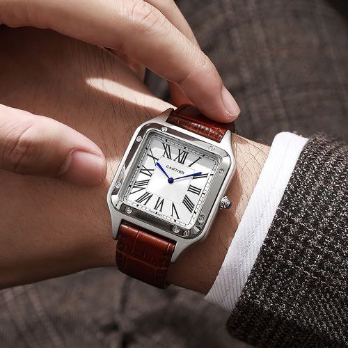 Cartier Santos Dumont Black Strap Watch