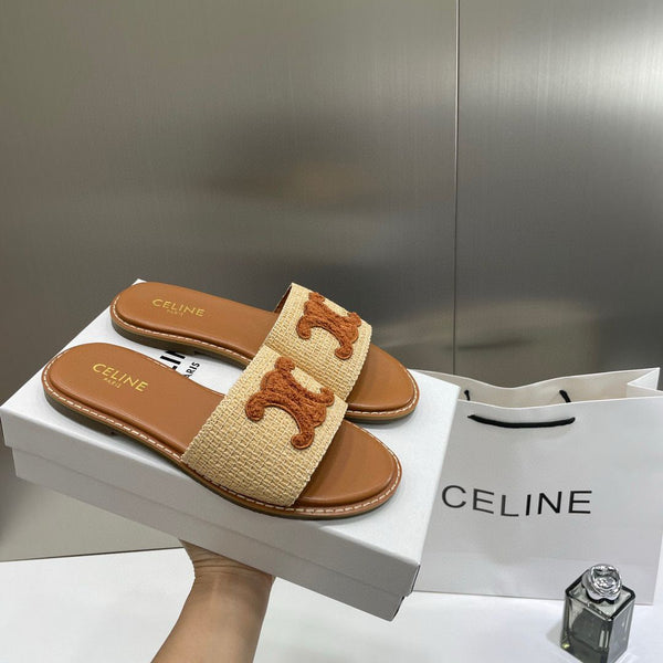 Celine Premium Women Slides Beige Limited Shoes 