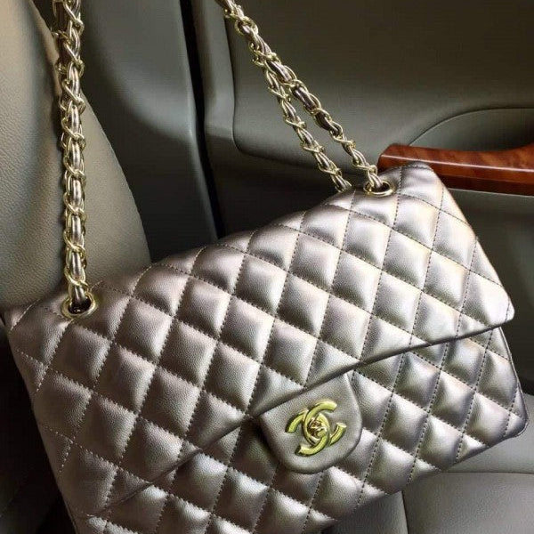 Chanel Classic Jumbo Flap Shoulder Bag With Original Box & Dust Bag Silver-795 Premium Bags (Shoulder Bag)