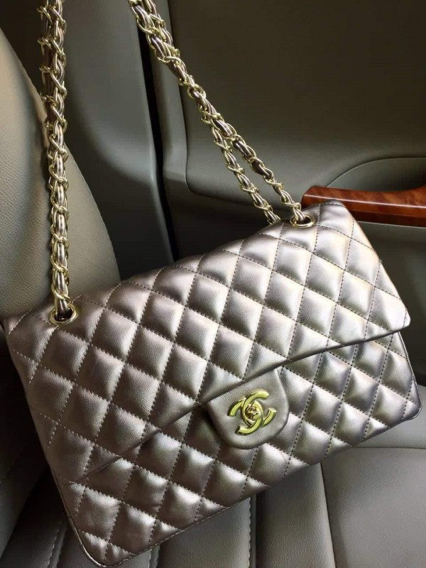 Chanel Classic Jumbo Flap Shoulder Bag With Original Box & Dust Bag Silver-795 Premium Bags (Shoulder Bag)