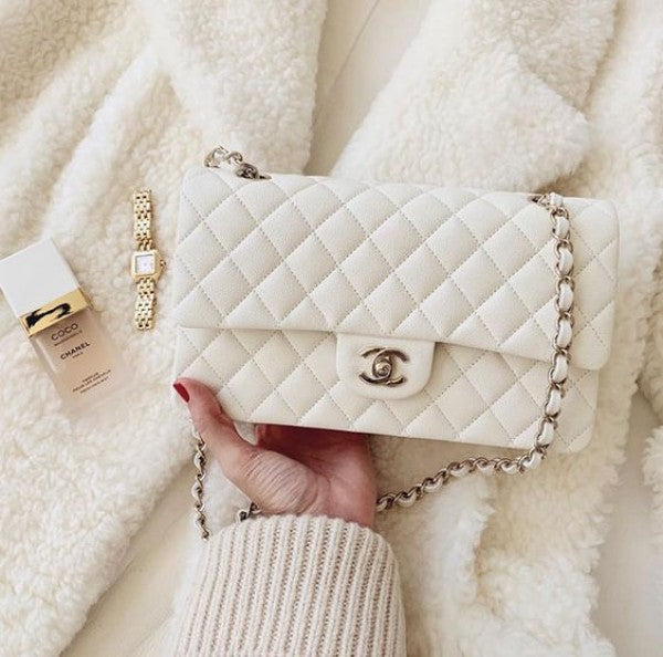 Chanel Classic Jumbo Flap Shoulder Bag With Original Box & Dust Bag (White-114) Limited Edition Bags (Shoulder Bag)
