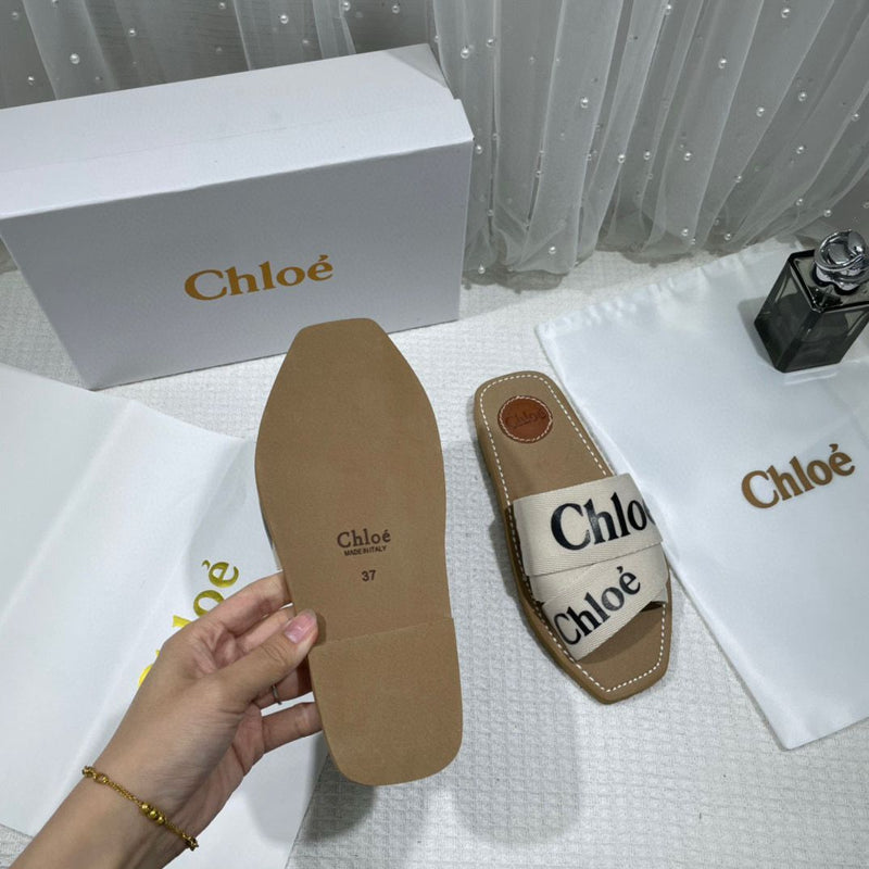 Chloe Premium Woody Slides Flats White With OG Box Limited Edition Shoes (Flats)