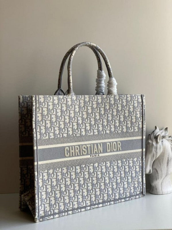 Christian Dior Blue Embroidery Booktote With OG Box And Accessories Limited Edition Bag (Tote)