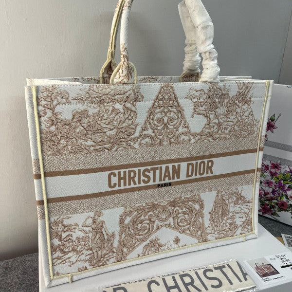 Christian Dior Book Tote With Embroidery, Original Box, Dust Bag & Scarf (Greek Design M929 41cm) Limited Bags (Tote)