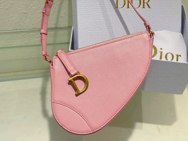 Christian Dior CD Saddle Rodeo Bag Pouch With Original Box & Dust Bag (379 Pink) Signature Bags