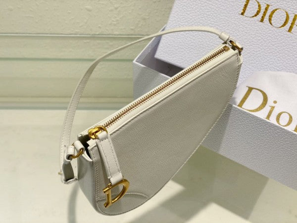 Christian Dior CD Saddle Rodeo Bag Pouch With Original Box & Dust Bag 379 White  Pouch, Clean Edition