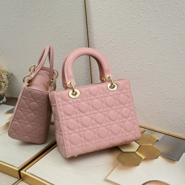 Christian Dior Lady Dior Pink Leather With Original Box, Carry Bag Limited Edition Bags