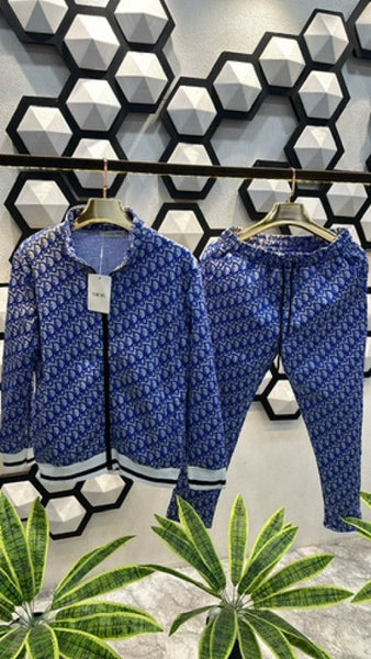 Christian Dior Monogram Print Premier Blue Tracksuit (Premium Edition)